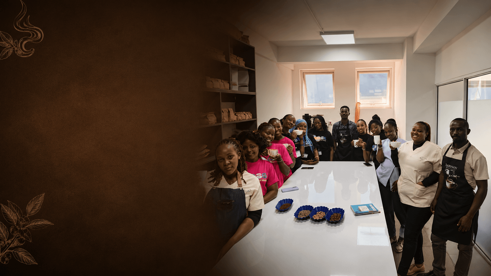 Antonov Barista Coffee Lab cohort at the cupping table